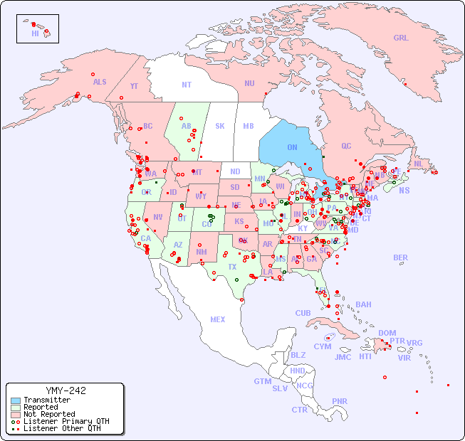 North American Reception Map for YMY-242