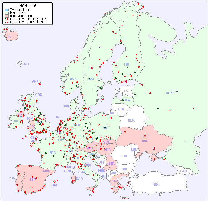 European Reception Map for HON-406