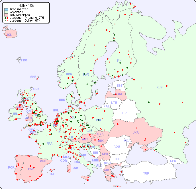 European Reception Map for HON-406
