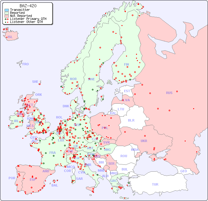 European Reception Map for BAZ-420