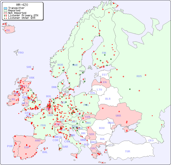 European Reception Map for HM-420
