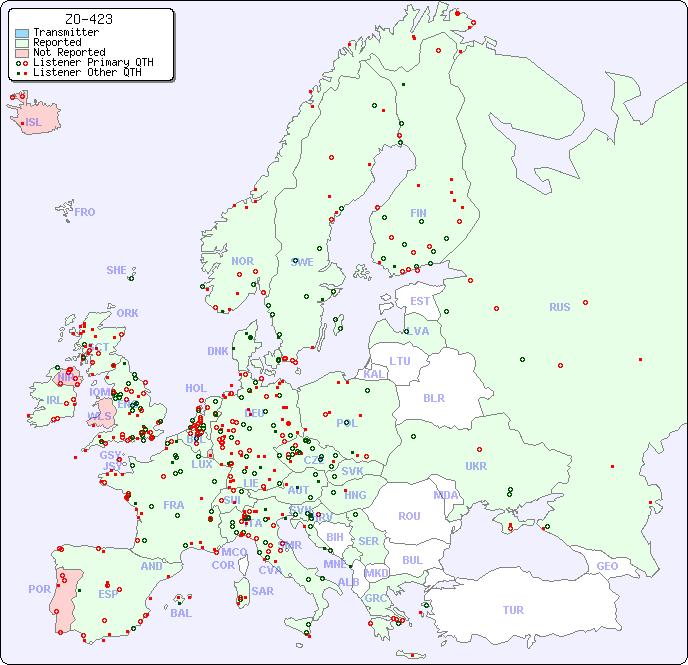 European Reception Map for ZO-423