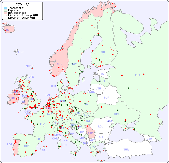 European Reception Map for IZD-432