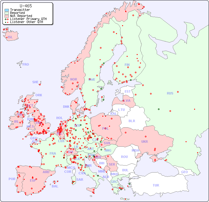 European Reception Map for U-465