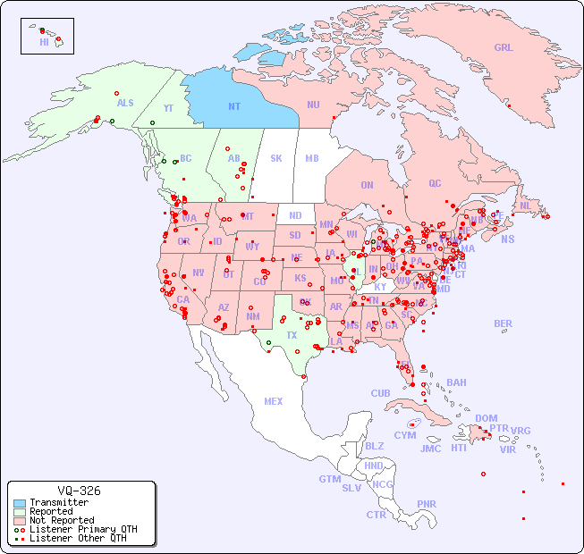 North American Reception Map for VQ-326