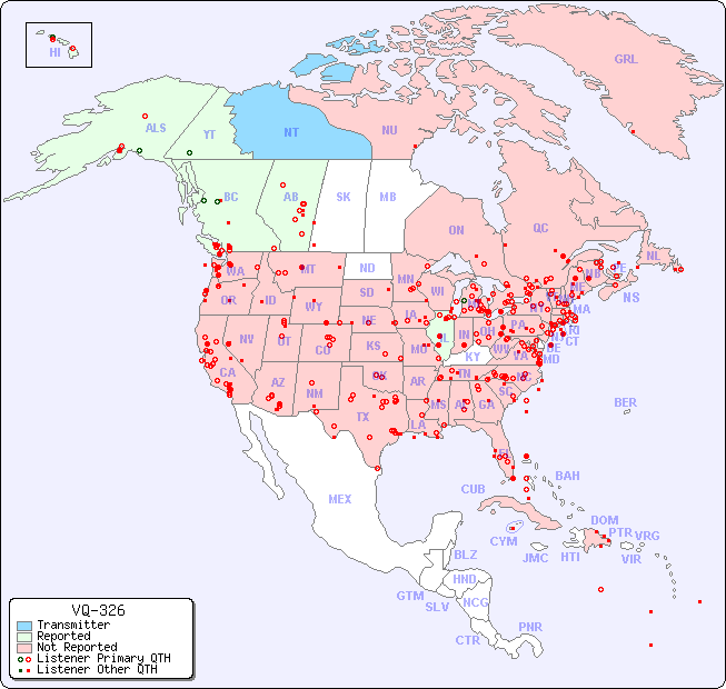 North American Reception Map for VQ-326