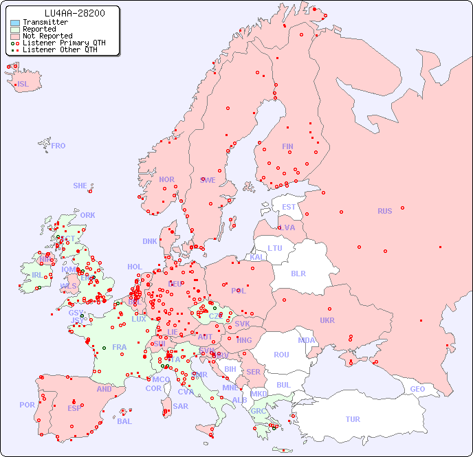 European Reception Map for LU4AA-28200