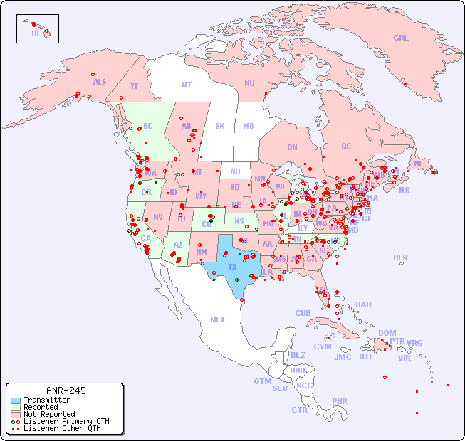 North American Reception Map for ANR-245
