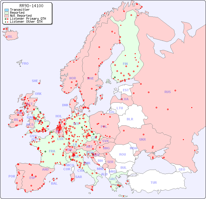 European Reception Map for RR9O-14100