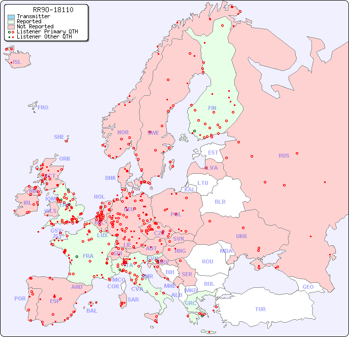 European Reception Map for RR9O-18110