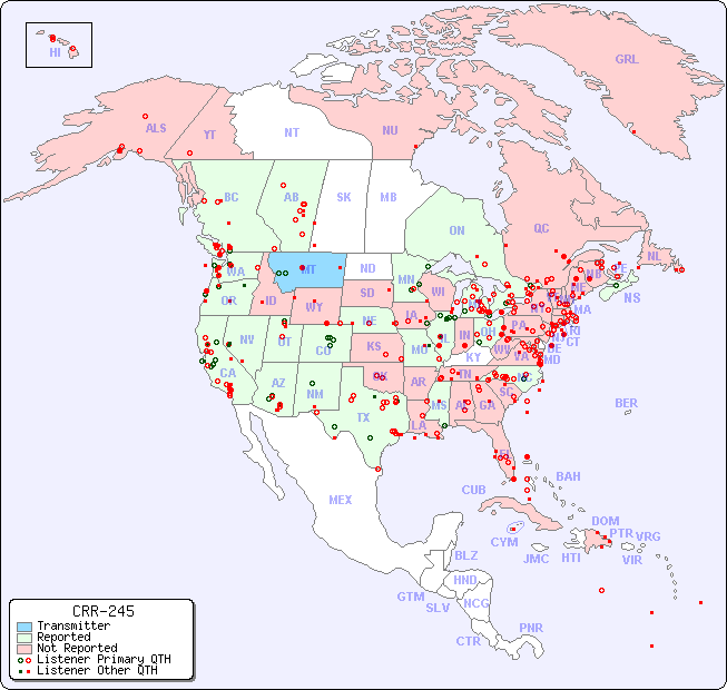 North American Reception Map for CRR-245