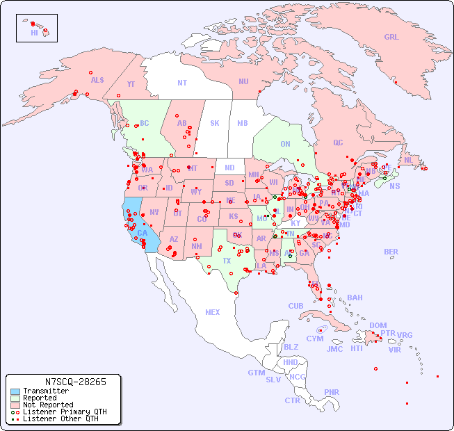 North American Reception Map for N7SCQ-28265