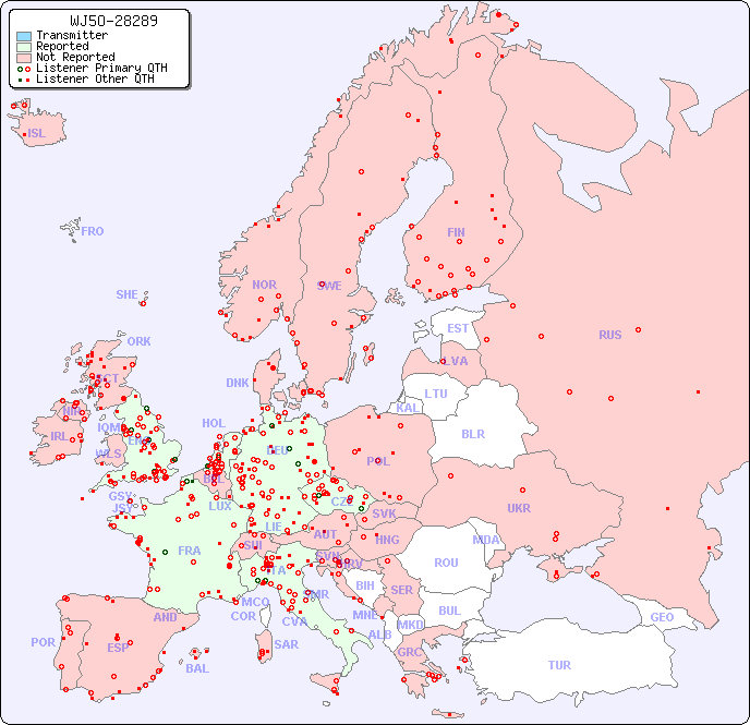 European Reception Map for WJ5O-28289