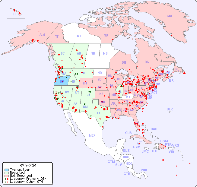North American Reception Map for RMD-204