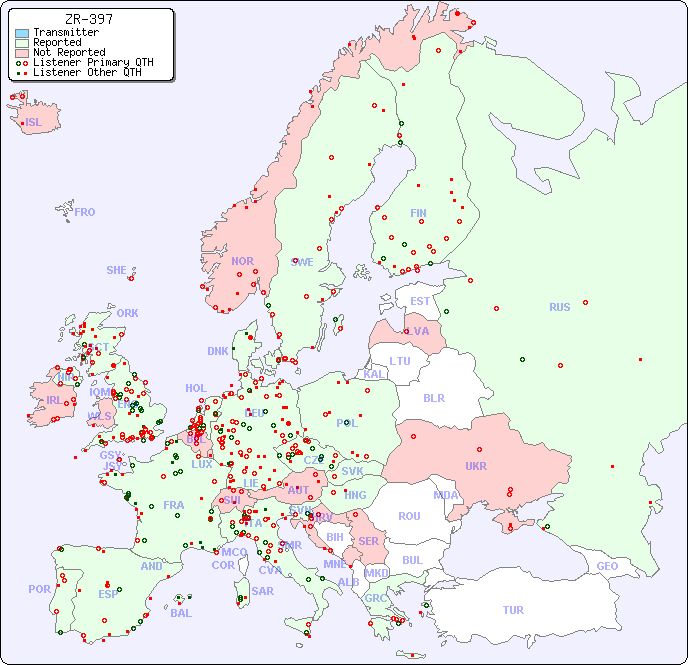 European Reception Map for ZR-397