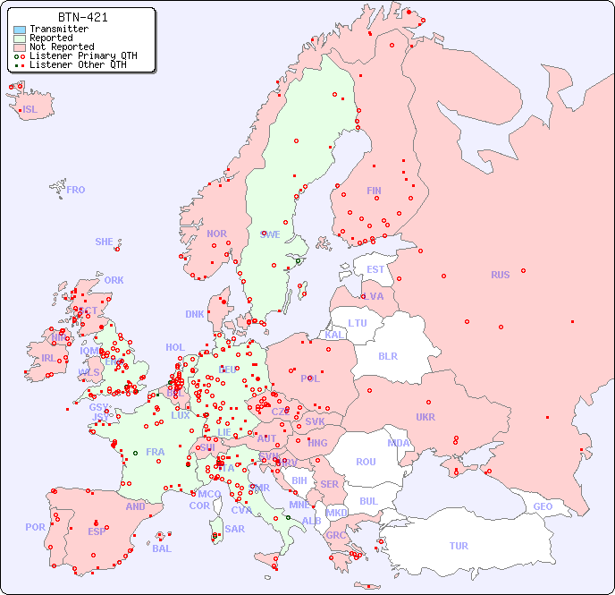 European Reception Map for BTN-421