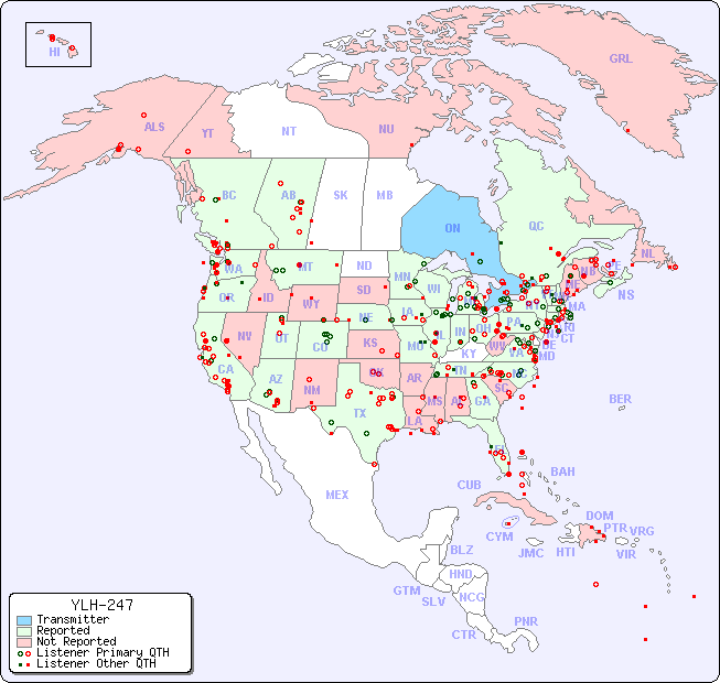 North American Reception Map for YLH-247