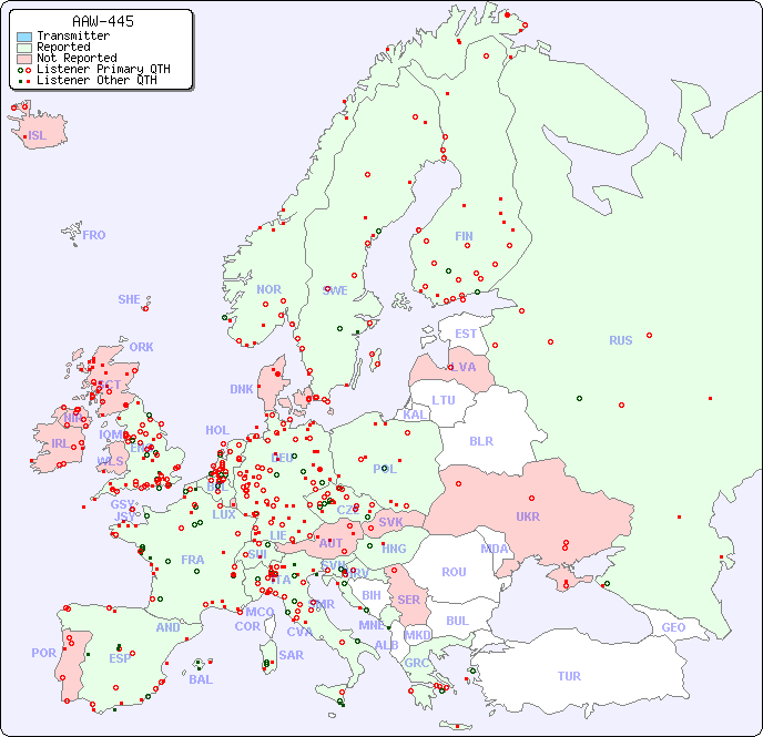 European Reception Map for AAW-445