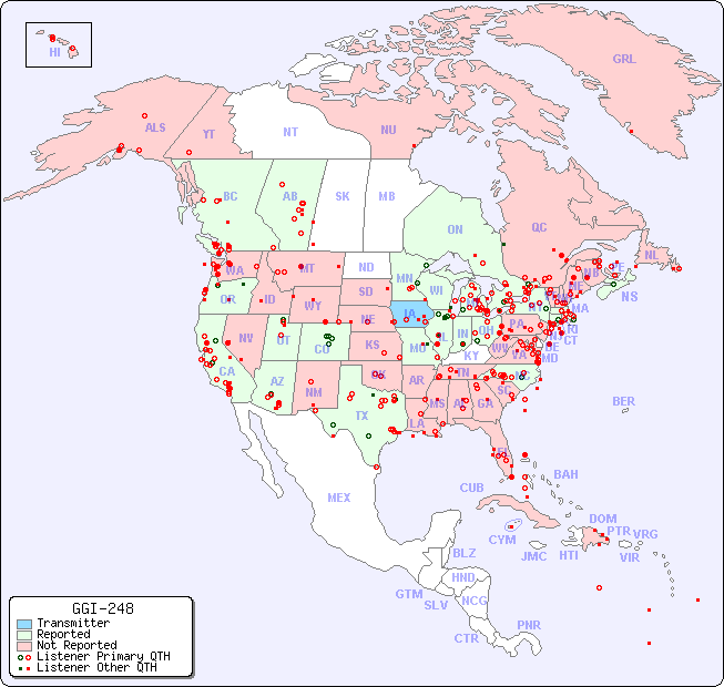 North American Reception Map for GGI-248
