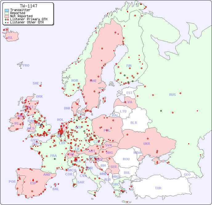 European Reception Map for TW-1147