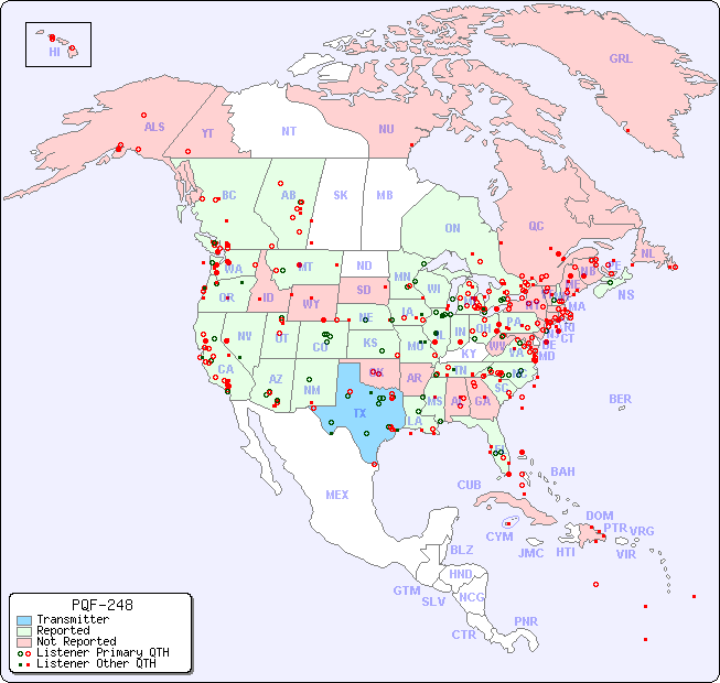 North American Reception Map for PQF-248