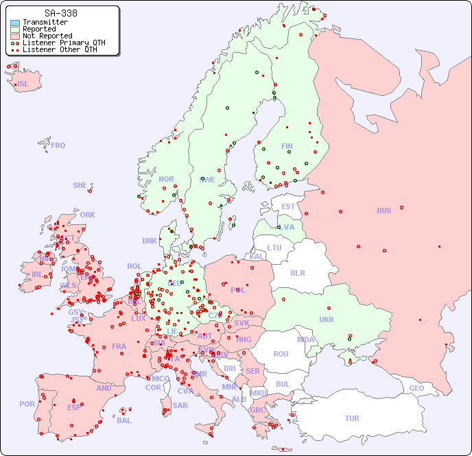 European Reception Map for SA-338