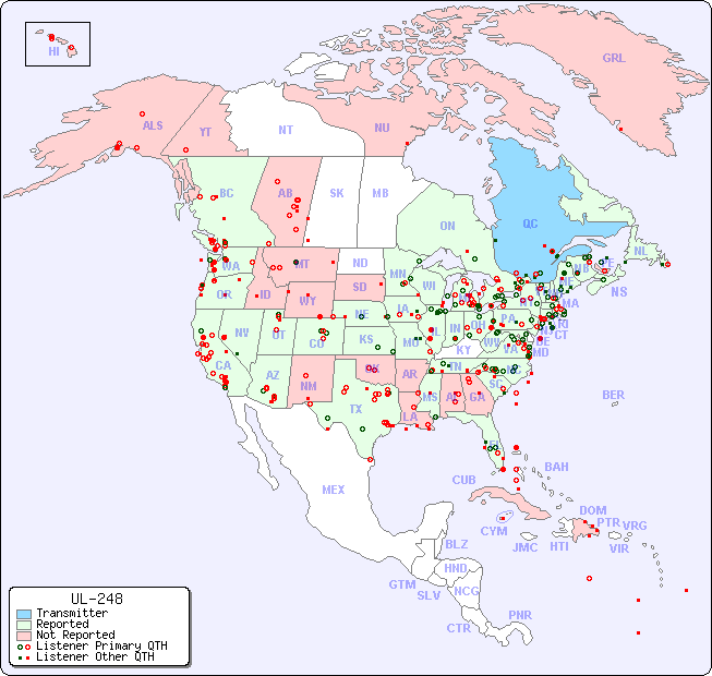 North American Reception Map for UL-248