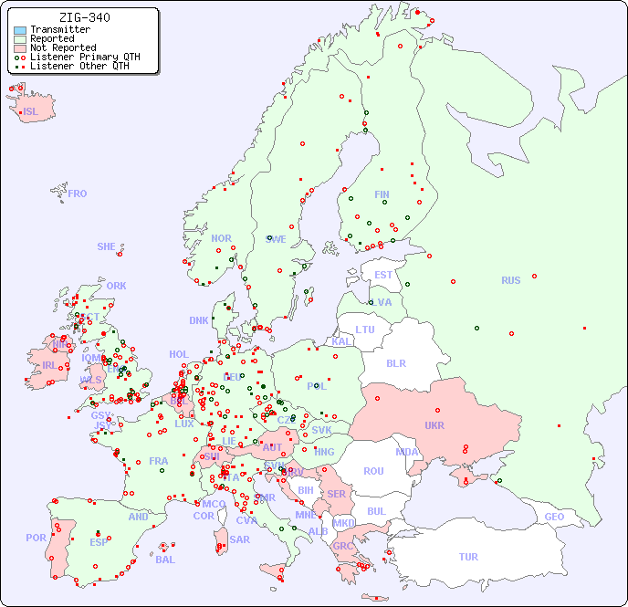 European Reception Map for ZIG-340