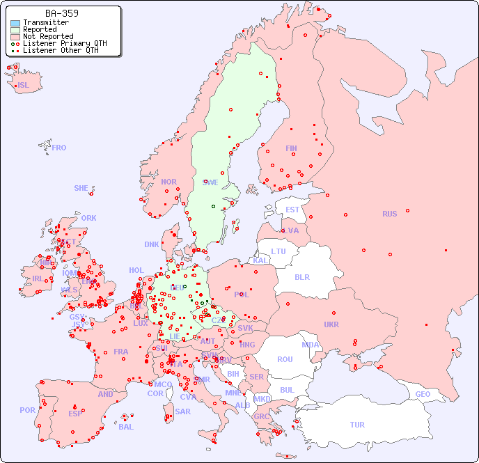 European Reception Map for BA-359