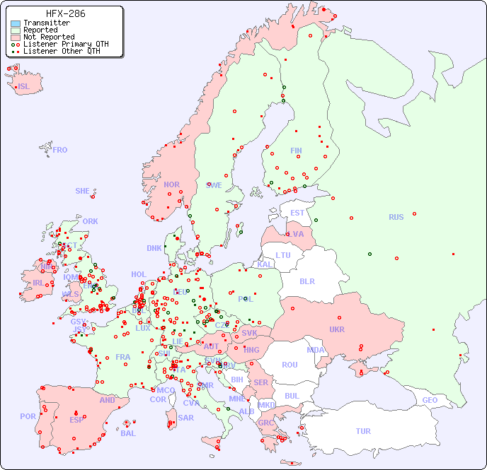 European Reception Map for HFX-286