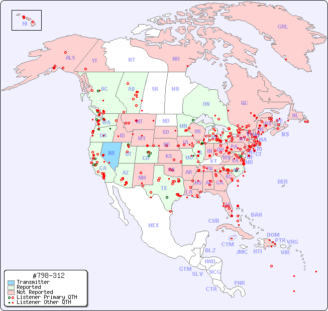 North American Reception Map for #798-312