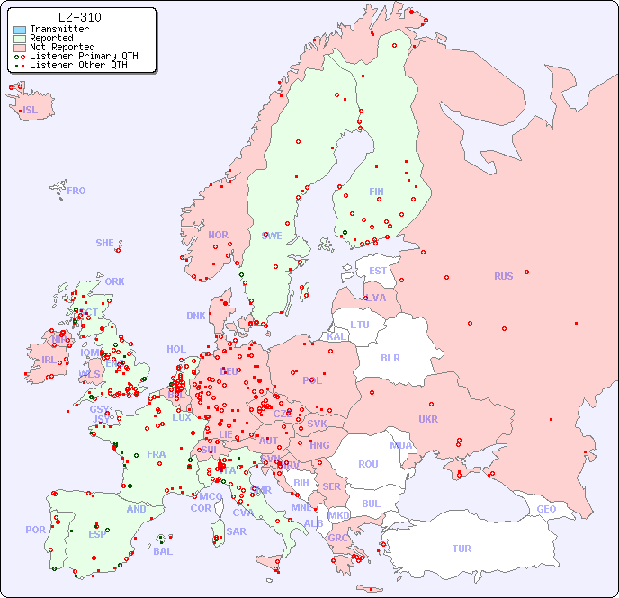 European Reception Map for LZ-310