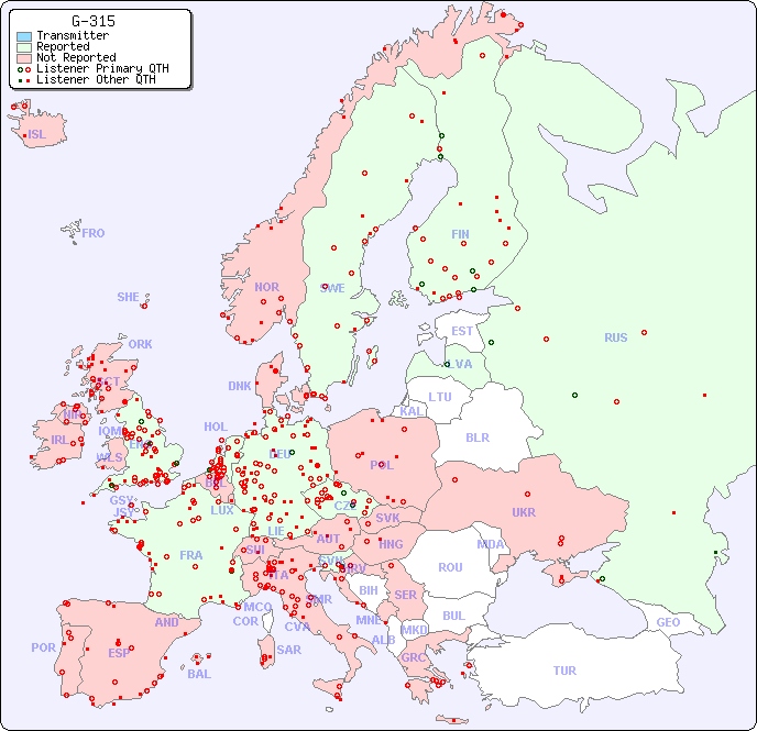 European Reception Map for G-315