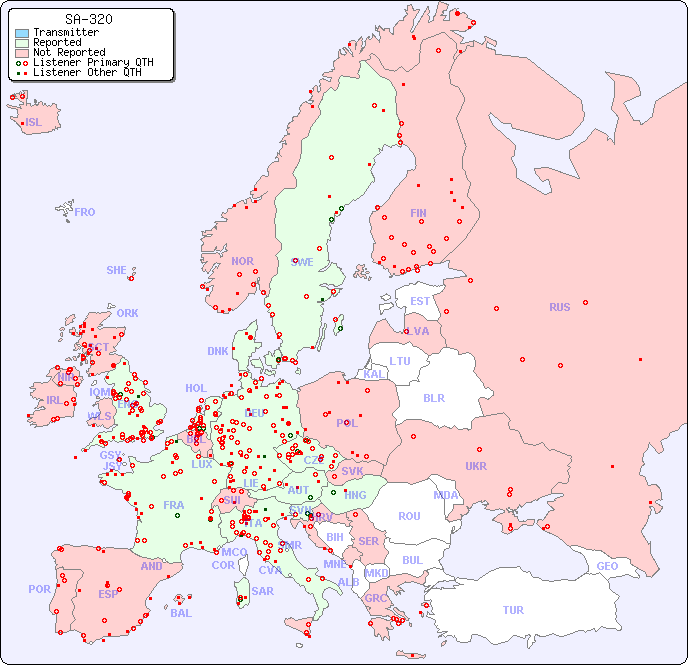 European Reception Map for SA-320