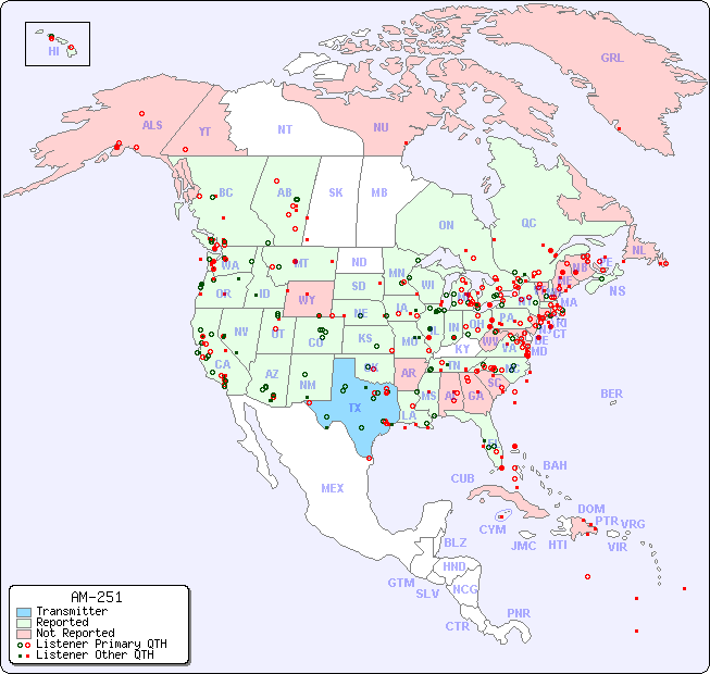 North American Reception Map for AM-251