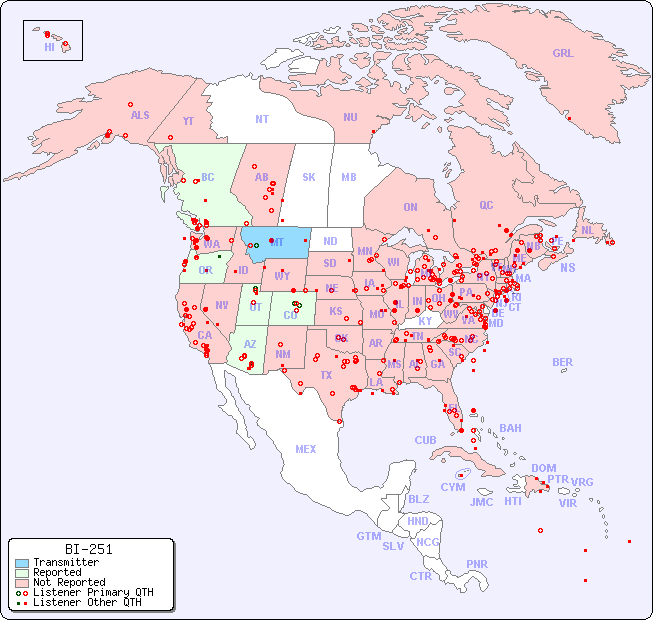 North American Reception Map for BI-251