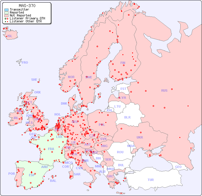 European Reception Map for MAS-370