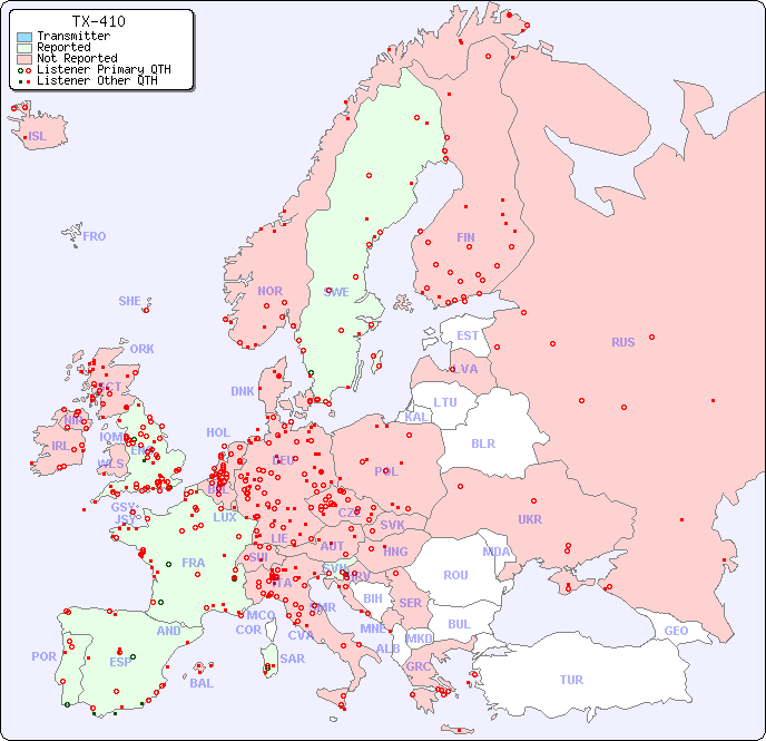 European Reception Map for TX-410
