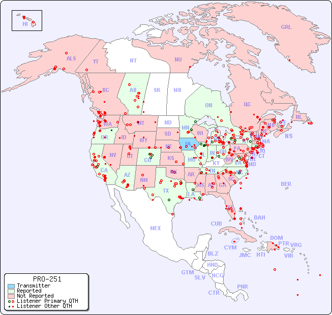 North American Reception Map for PRO-251