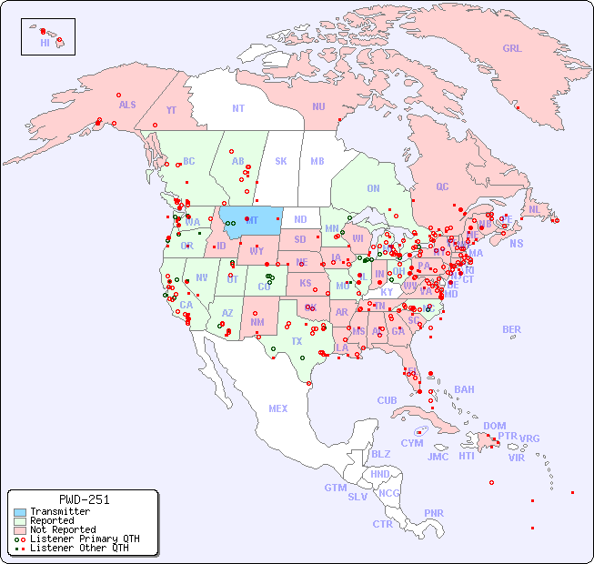 North American Reception Map for PWD-251