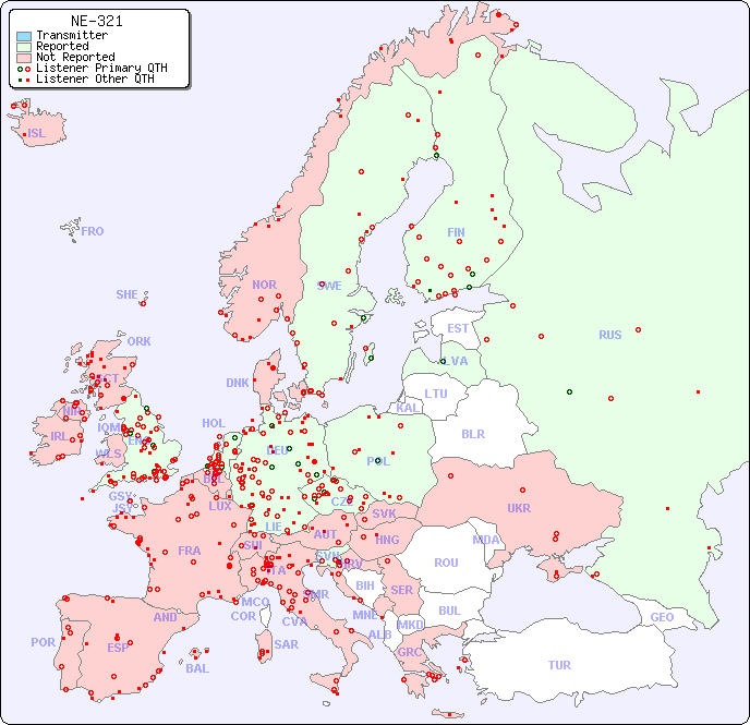 European Reception Map for NE-321