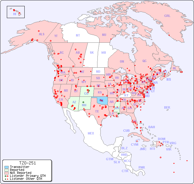 North American Reception Map for TZO-251