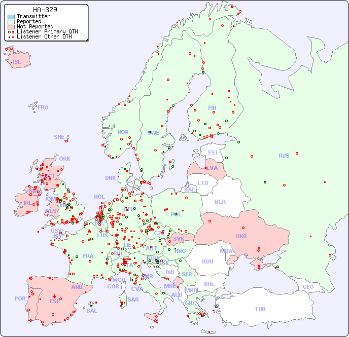 European Reception Map for HA-329
