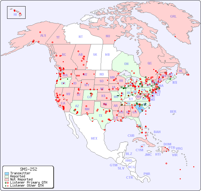 North American Reception Map for SMS-252