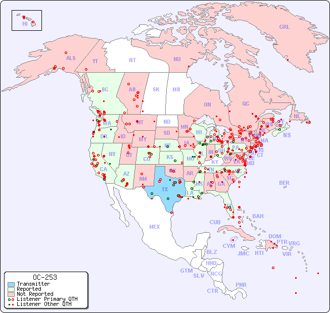 North American Reception Map for OC-253