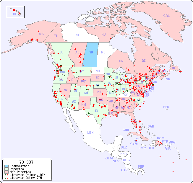 North American Reception Map for 7D-337