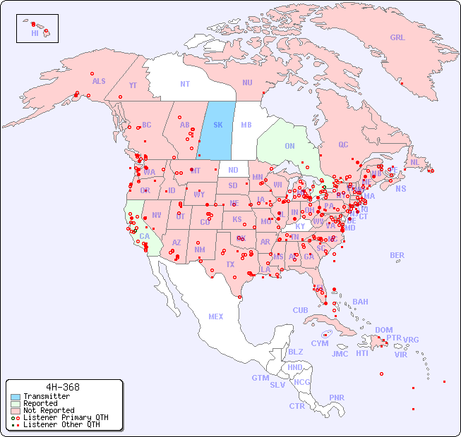 North American Reception Map for 4H-368
