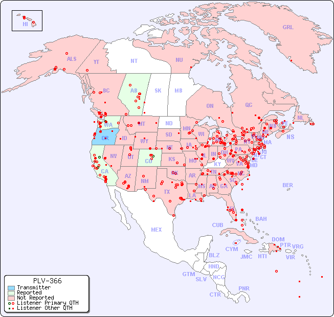 North American Reception Map for PLV-366