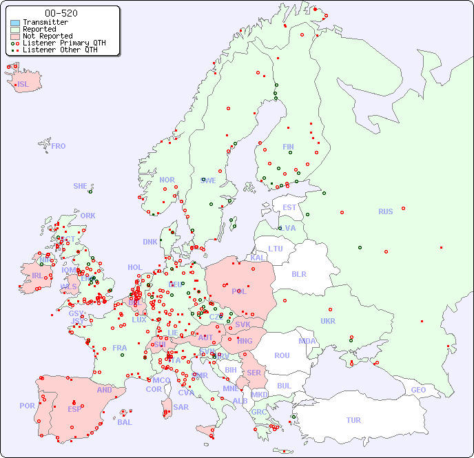 European Reception Map for OO-520