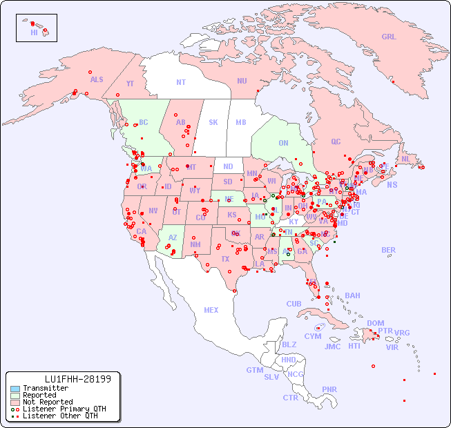 North American Reception Map for LU1FHH-28199